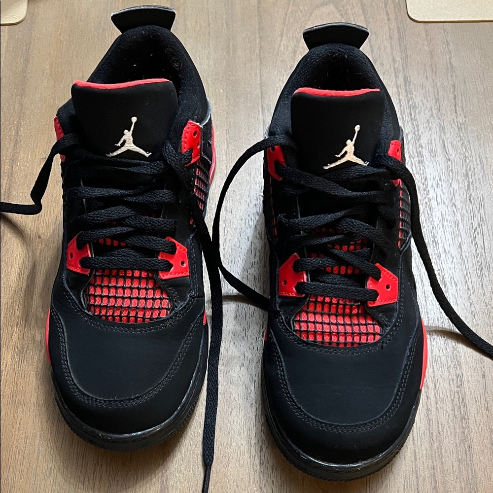 Kids Black and Red Jordans 4